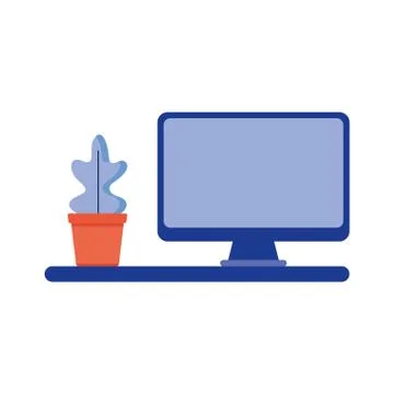 Computer with plant inside pot vector design Stock Illustration