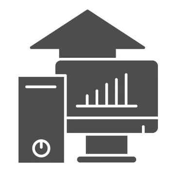 Computer platform testing solid icon. Test hardware components and up symbol Stock Illustration