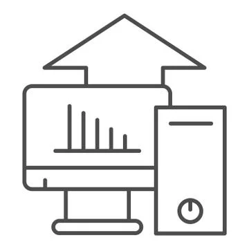 Computer platform testing thin line icon. Test hardware components and up symbol Stock Illustration