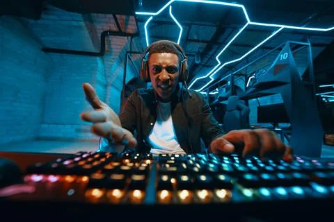 The computer player reacts very aggressively to the team player. Stock Photos