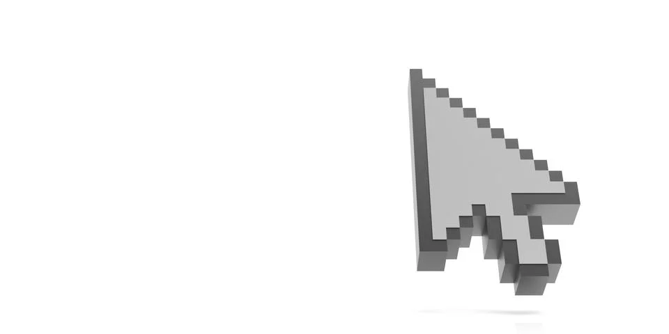 Computer pointer cursor isolated against white background. Pixel arrowhead sh Illustrazione stock