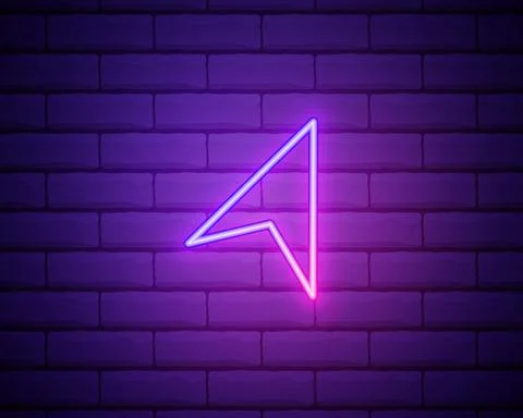 Computer pointer, cursor or mouse arrow, click. Neon style. Light decoration  Stock Illustration