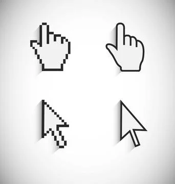 Computer Pointers, Pixelated View And Vector View Stock Illustration