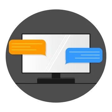 Computer with a pop-up sms window. vector illustration Illustrazione stock