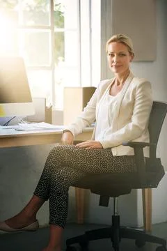 Computer, portrait and web development with business woman in office for program Foto stock