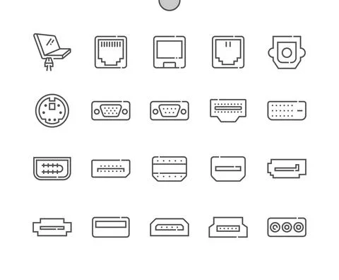 Computer ports. Computer connectors. Stock Illustration