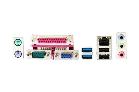 Computer ports isolated on white background Stock Photos