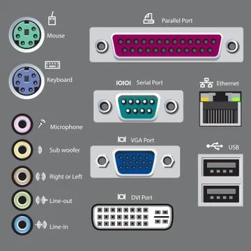 Computer ports type, vector-illustration Stockillustratie