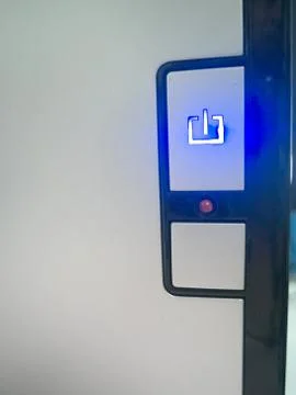 Computer power button with blue light Stockfoto's