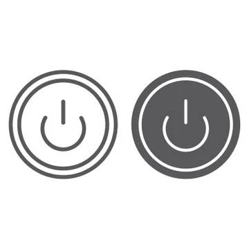 Computer power button line and glyph icon, switch and computer, on off sign Illustrazione stock