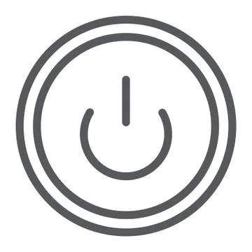Computer power button line icon, switch and computer, on off sign, vector Illustrazione stock