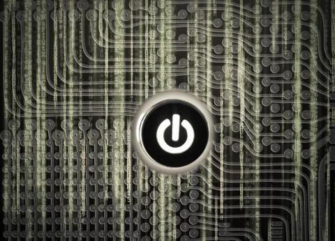 Computer power button, matrix, concept Stock Illustration
