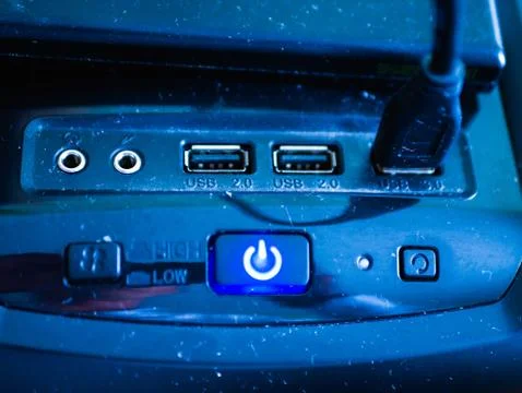 Computer power button. Power button on a CPU Stock Photos