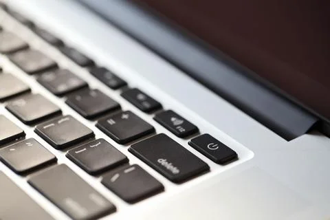 Computer power button (selective focus) Stock Photos