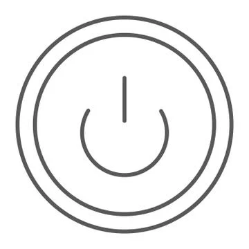 Computer power button thin line icon, switch and computer, on off sign, vector Stock Illustration