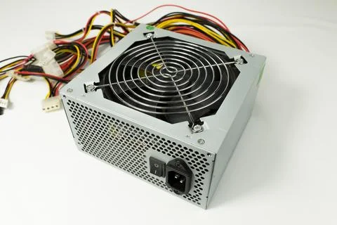 Computer power supply box with a cables Stock Photos