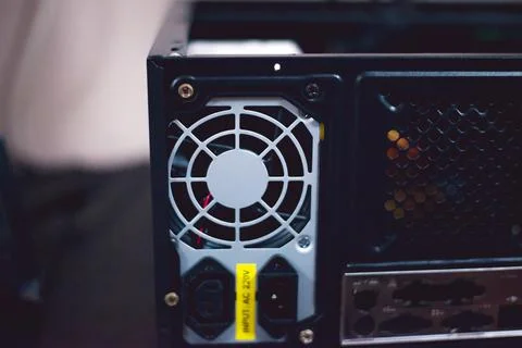 Computer power supply built into the case Stock Photos