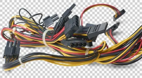 Computer power supply cables isolated Stock Photos