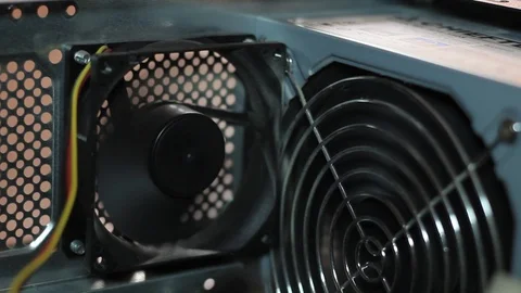 Computer power supply fan close-up Video stock 120839112