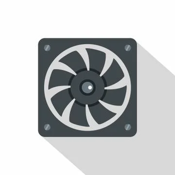 Computer power supply fan icon, flat style Illustrazione stock