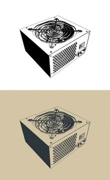 Computer power supply illustrations Stock Illustration