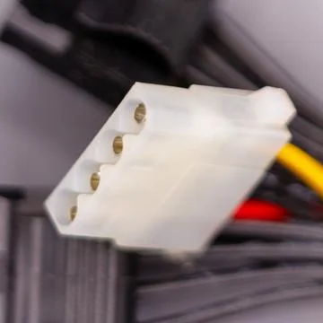Computer power supply molex connector and wires Stock Photos