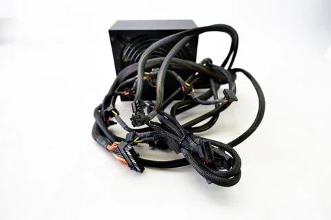 Computer power supply people with multiple electrical power outputs - Stock Photos