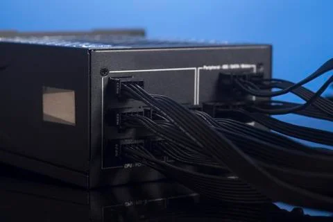 Computer Power Supply Unit with cable Stock Photos