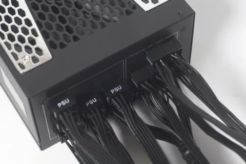 Computer Power Supply Unit with cable Stock Photos