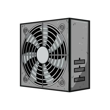 Computer power supply unit distributing electricity Stock Illustration