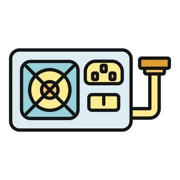 Computer power supply unit flat outline icon 스톡 일러스트