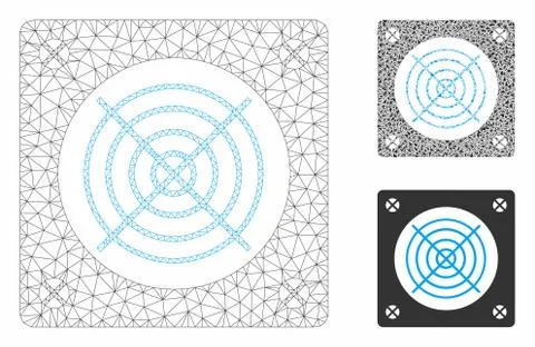 Computer Power Supply Vector Mesh Carcass Model and Triangle Mosaic Icon Stock Illustration
