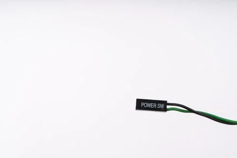 Computer Power Switch Connector with Wires on White Background Stock Photos