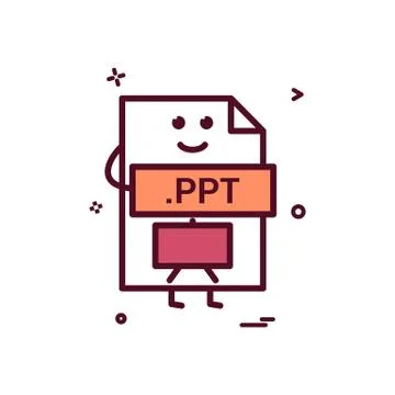 Computer ppt file format type icon vector design 库存插图