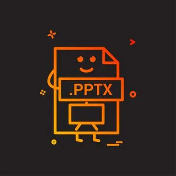 Computer pptx file format type icon vector design 库存插图