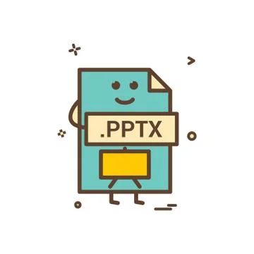 Computer pptx file format type icon vector design Stock Illustration