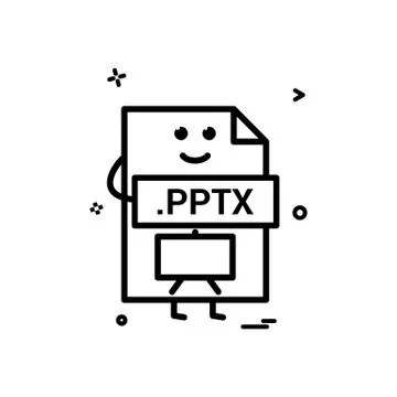 Computer pptx file format type icon vector design 库存插图