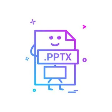 Computer pptx file format type icon vector design Stock Illustration