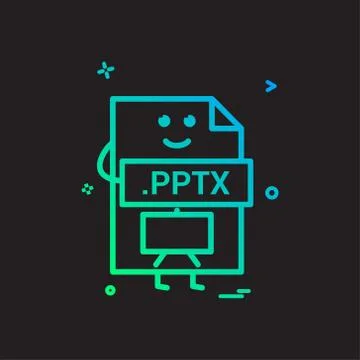 Computer pptx file format type icon vector design Stock Illustration