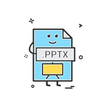 Computer pptx file format type icon vector design Stock Illustration