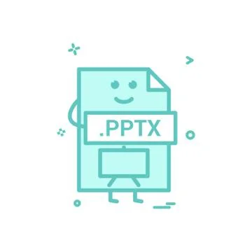 Computer pptx file format type icon vector design Stock Illustration