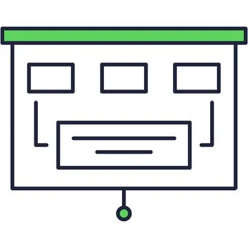 Computer presentation app icon flat line vector Stock Illustration