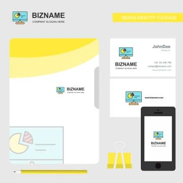 Computer presentation Business Logo, File Cover Visiting Card and Mobile App  Illustrazione stock