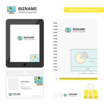 Computer presentation Business Logo, Tab App, Diary PVC Employee Card and USB 스톡 일러스트