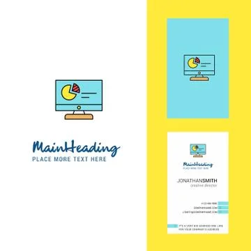 Computer presentation Creative Logo and business card. vertical Design Vector Stock Illustration