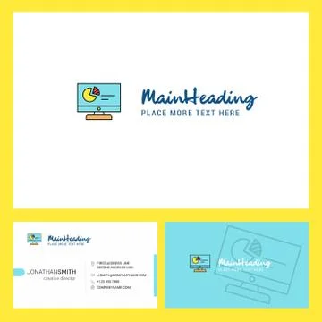 Computer presentation Logo design with Tagline &amp; Front and Back Busienss Card Illustrazione stock