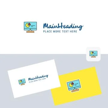 Computer presentation vector logotype with business card template. Elegant co Illustrazione stock