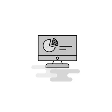 Computer presentation Web Icon. Flat Line Filled Gray Icon Vector Illustrazione stock