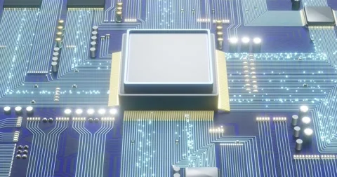 Computer printed circuit board animation Stock Footage 231865923