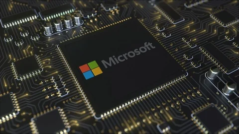 Computer printed circuit board or PCB with Microsoft Corporation logo Stock Footage 93603034